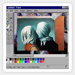 Rene Magritte Vaporwave Microsoft paint Magnet